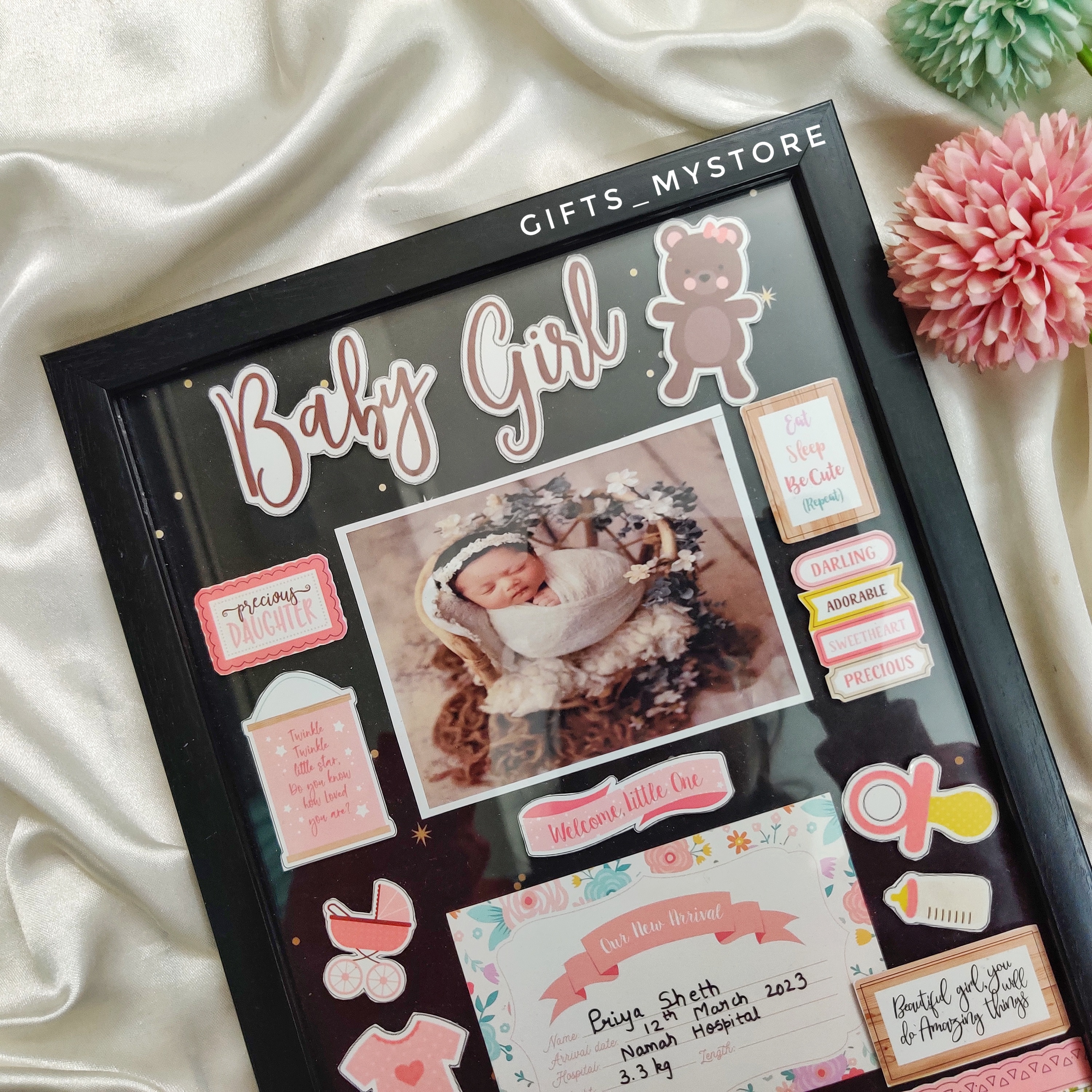 BABY GIRL BIRTH RECORD FRAME
